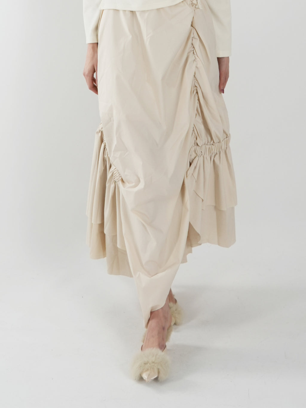 Asymmetric Drawstring Half Skirt