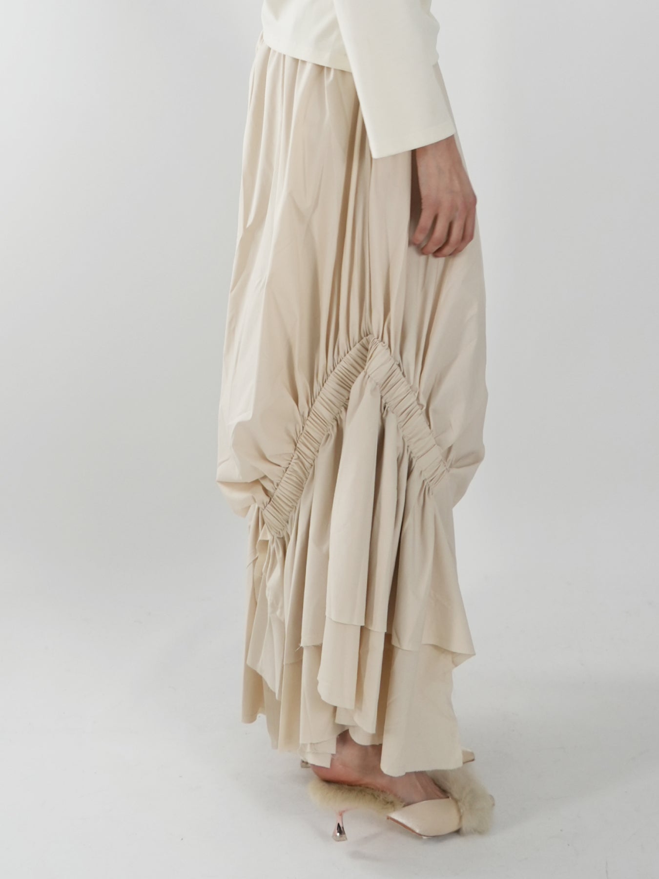 Asymmetric Drawstring Half Skirt