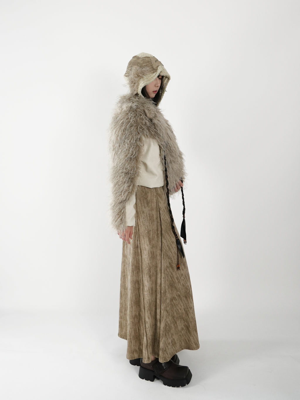 Peak Lapel Spliced Fur Suit
