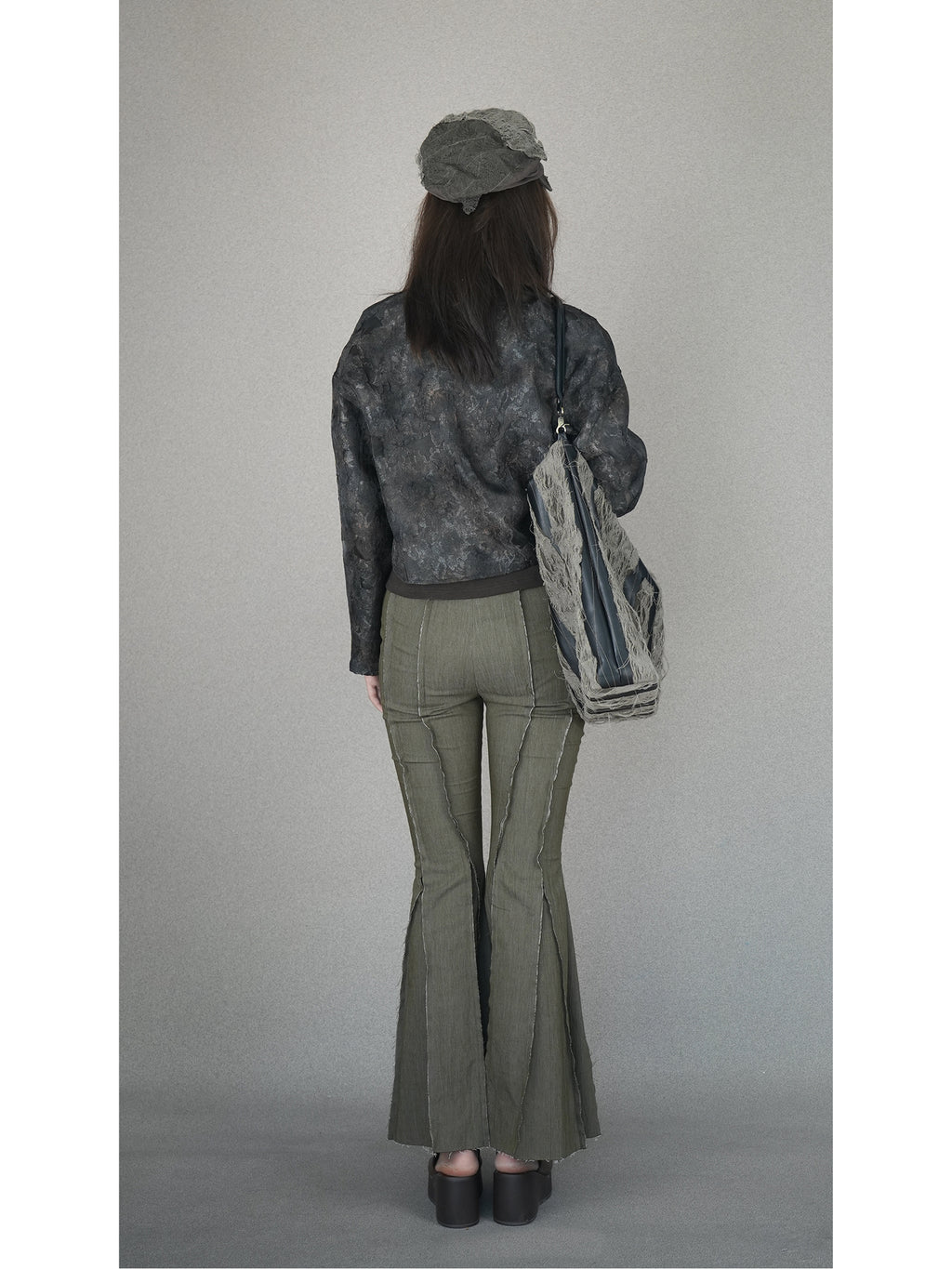 Ripped and frayed flared jeans