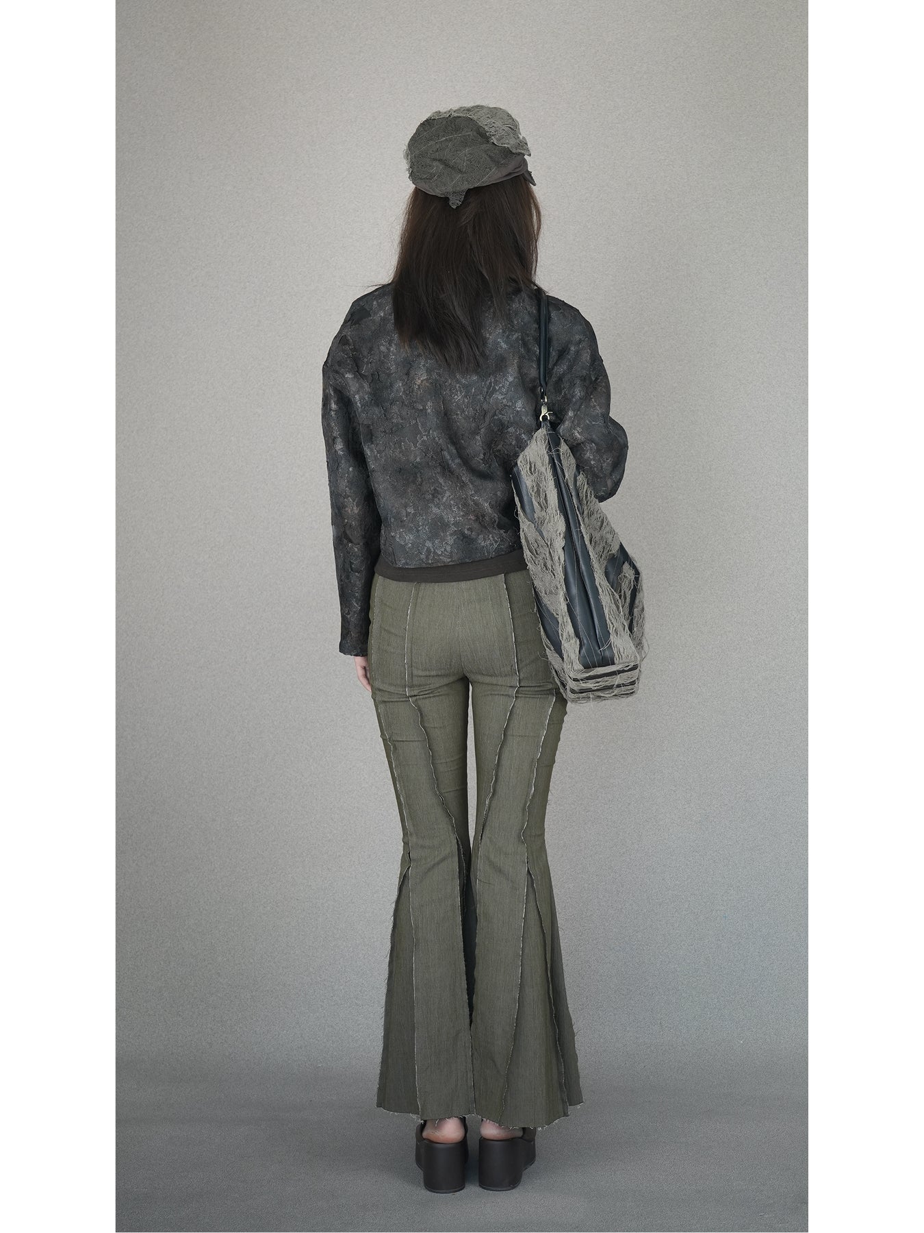 Ripped and frayed flared jeans