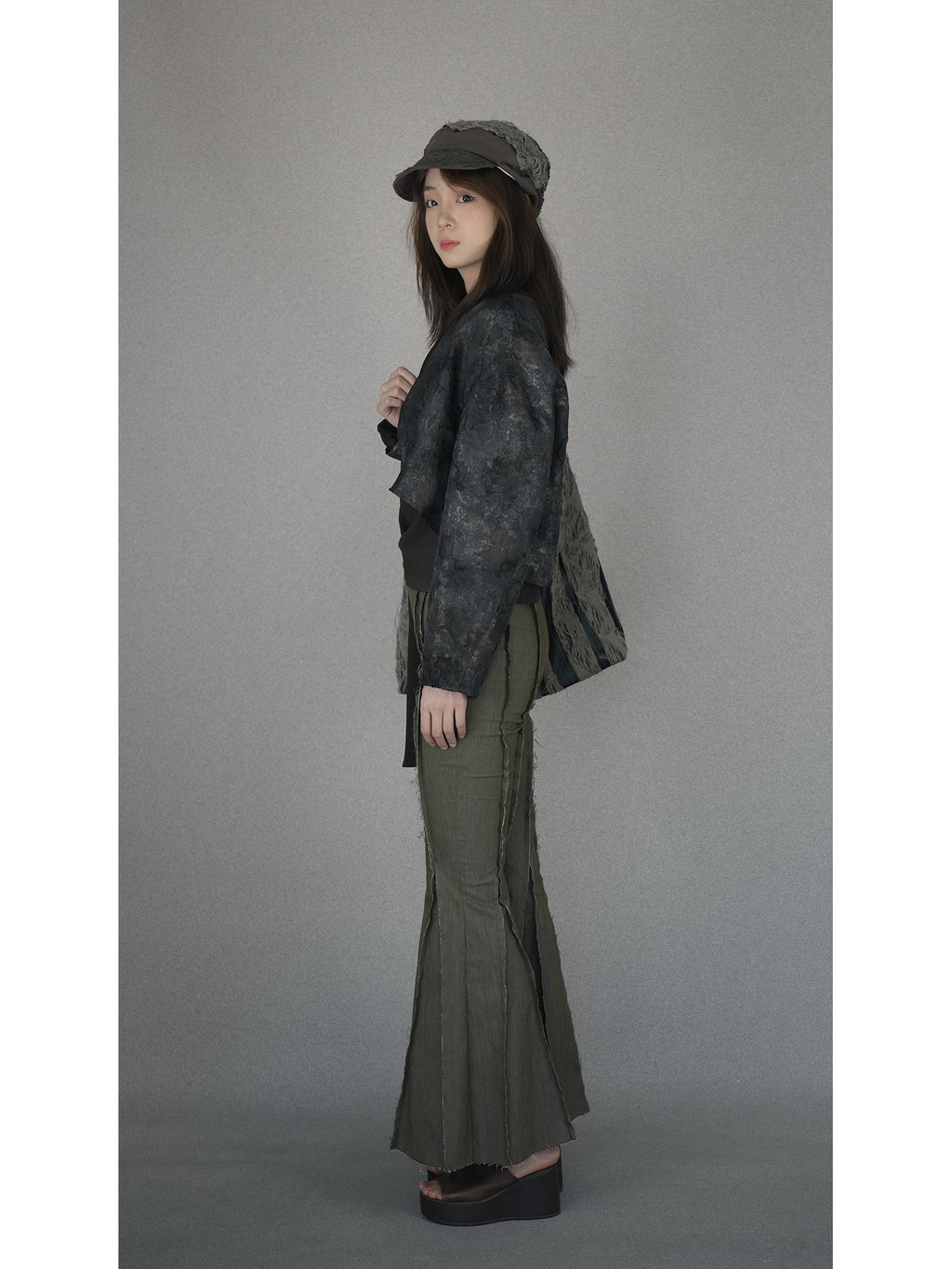 Ripped and frayed flared jeans