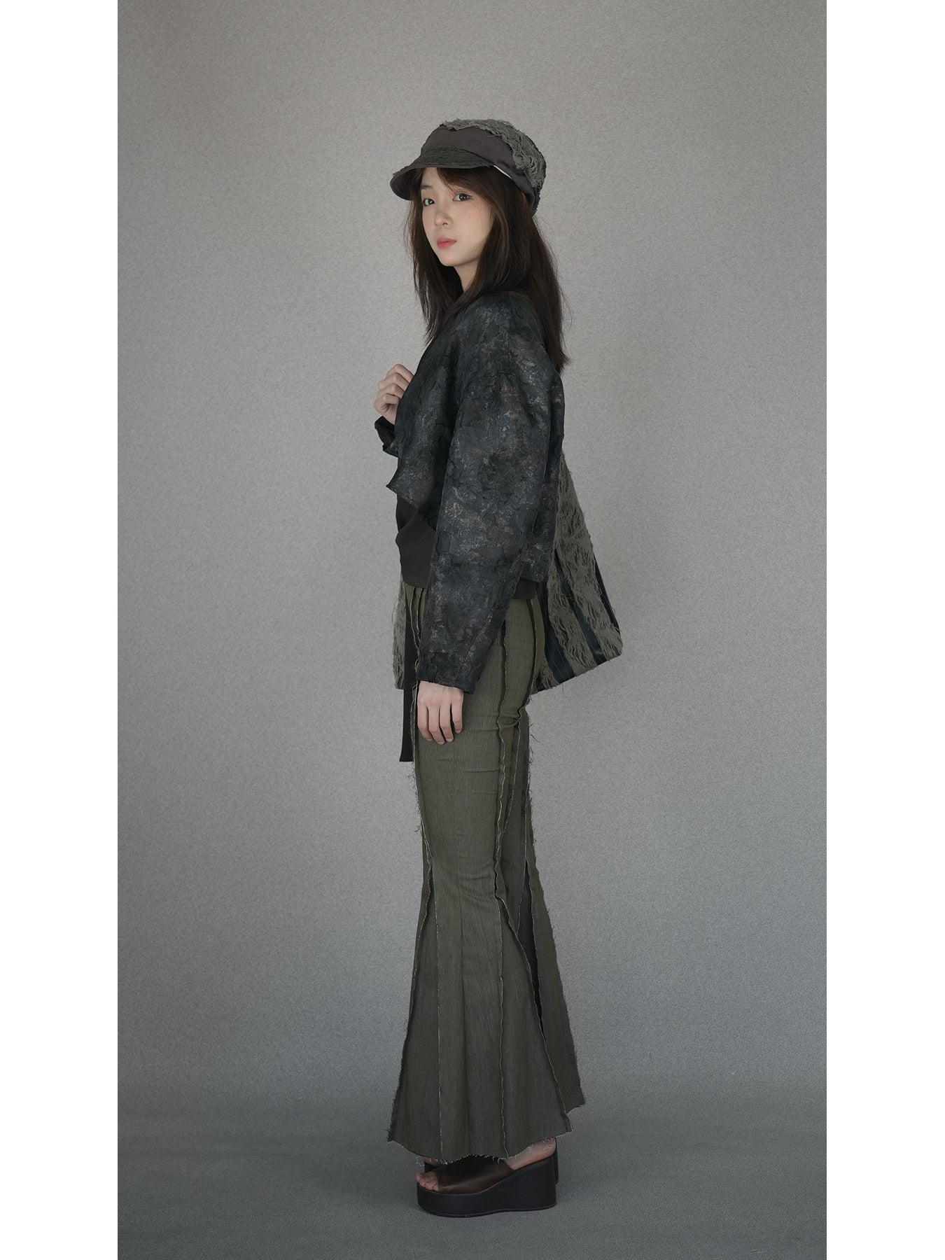 Ripped and frayed flared jeans