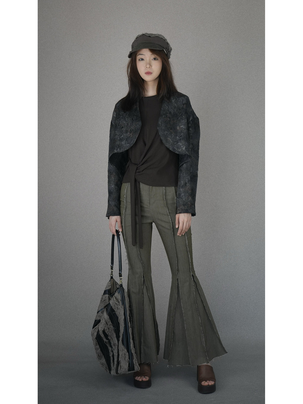 Ripped and frayed flared jeans