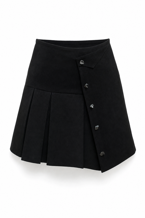 Asymmetric Pleated Skirt Black M GPT