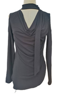 Off-Shoulder Cinched Knit Top Black L