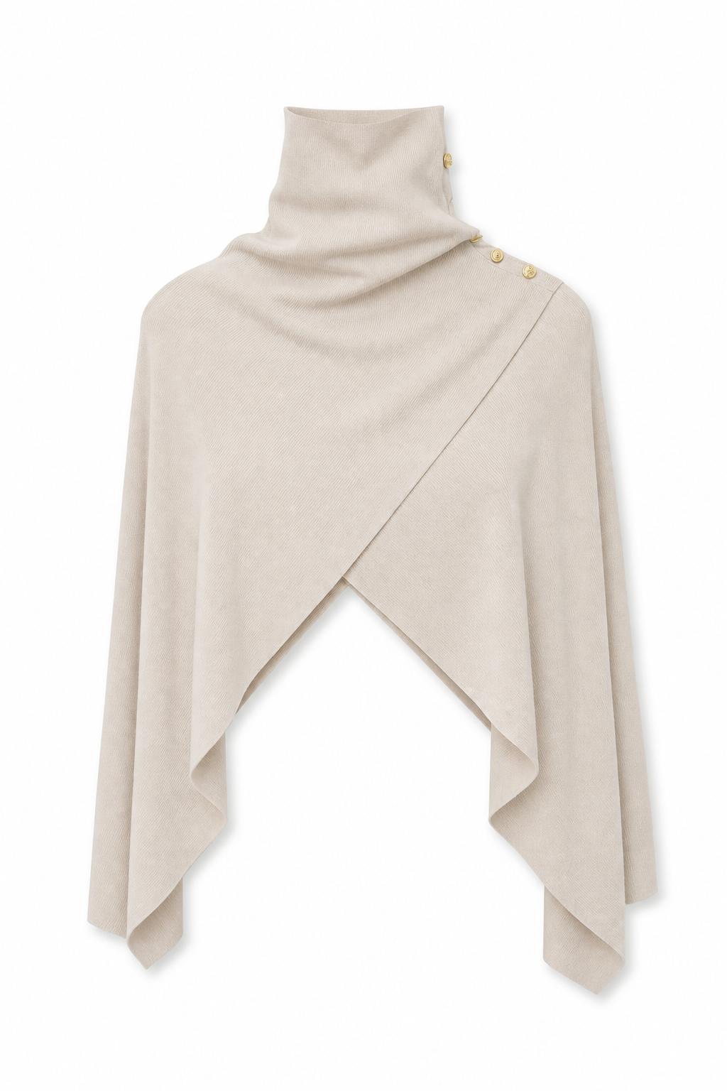 Mock-Neck Magnolia Shawl Beige F GPT