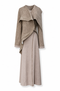 Irregular Overlap-Collar Linen Jacket Brown M GPT