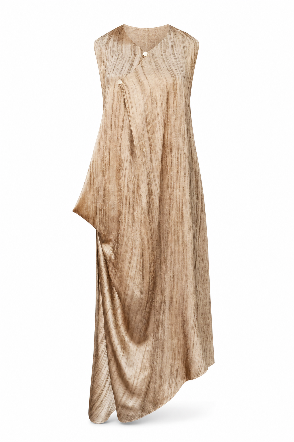 Satin Draped Maxi Dress Brown M GPT