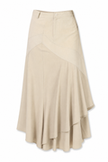 Asymmetric Patchwork Draped Skirt Beige M GPT