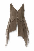 Off-Shoulder Asymmetric Top Brown M GPT
