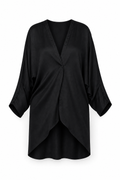 Textured Dye-Effect Draped Cardigan Black M GPT