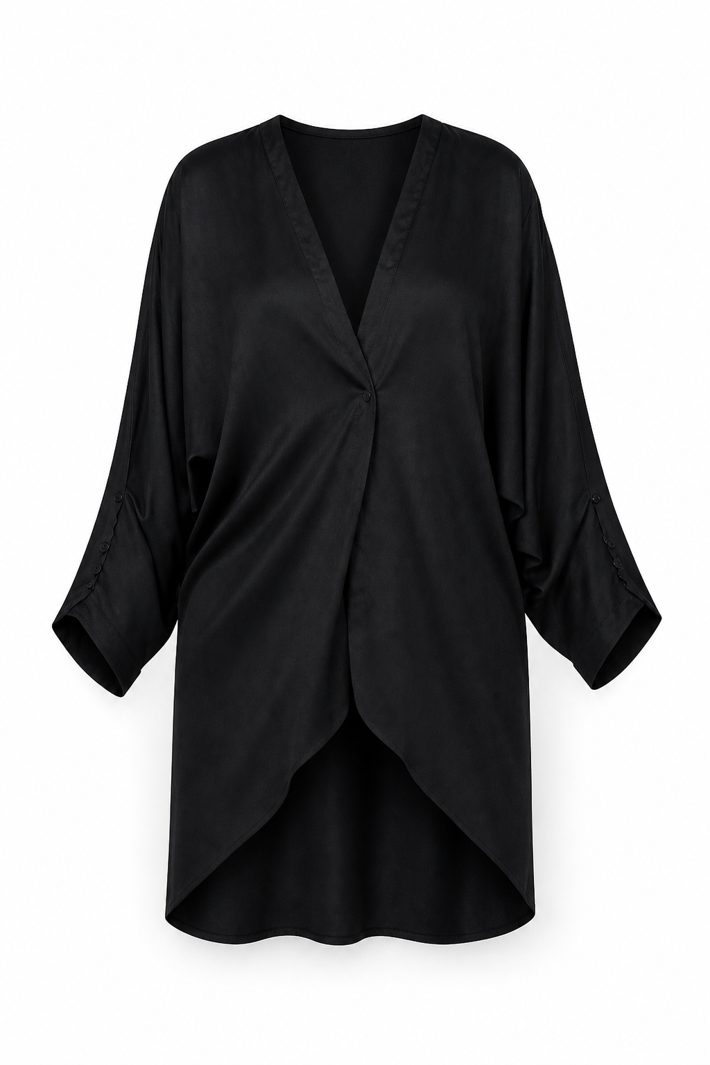 Textured Dye-Effect Draped Cardigan Black M GPT