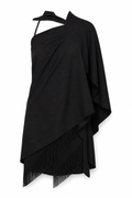 Draped One-Shoulder Gauze Top Black S GPT
