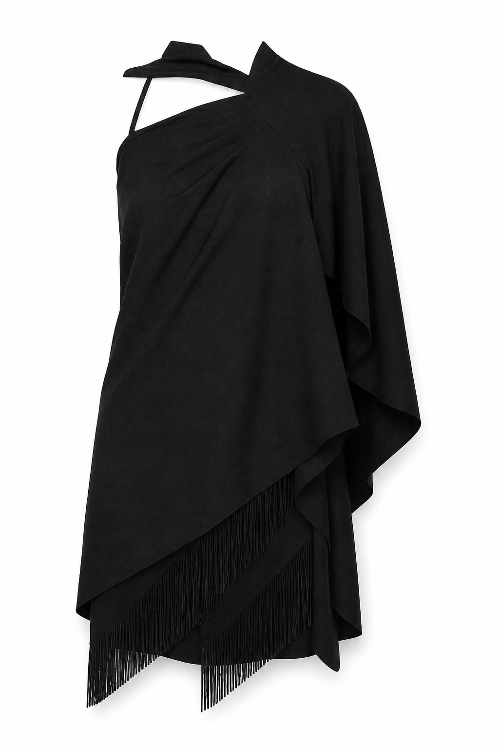 Draped One-Shoulder Gauze Top Black S GPT