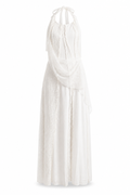 Halter Open-Back Patchwork Dress White S GPT