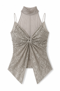 Tie-Strap Gauze Camisole Gray M GPT