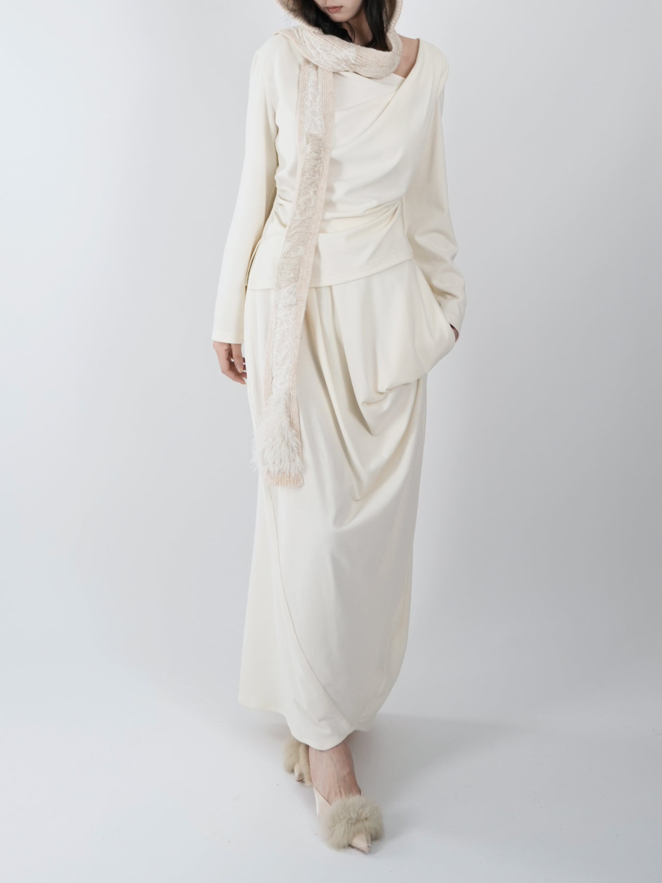 Asymmetric Ruched Suit Dress