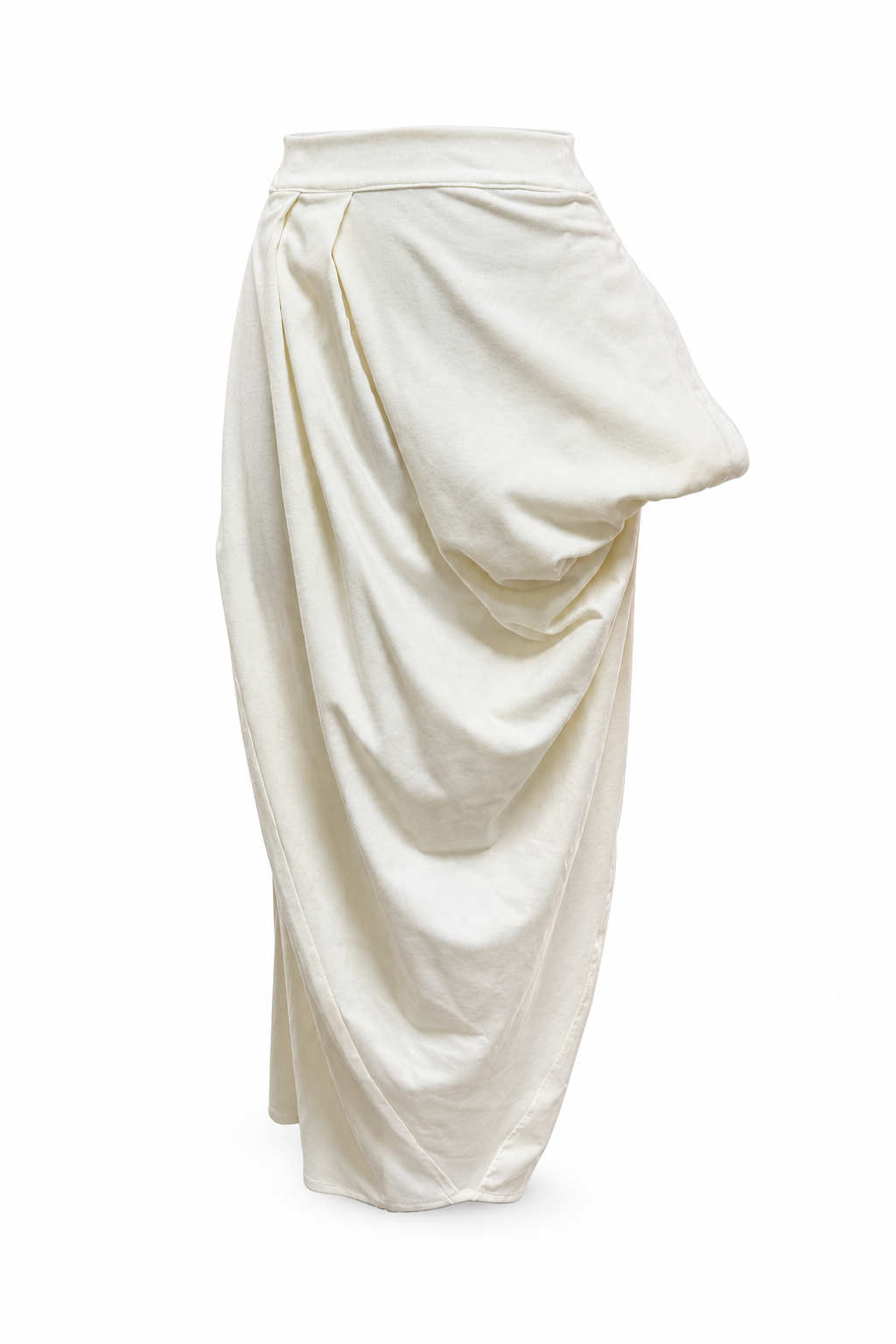 Asymmetric Gathered Set Skirt White M GPT