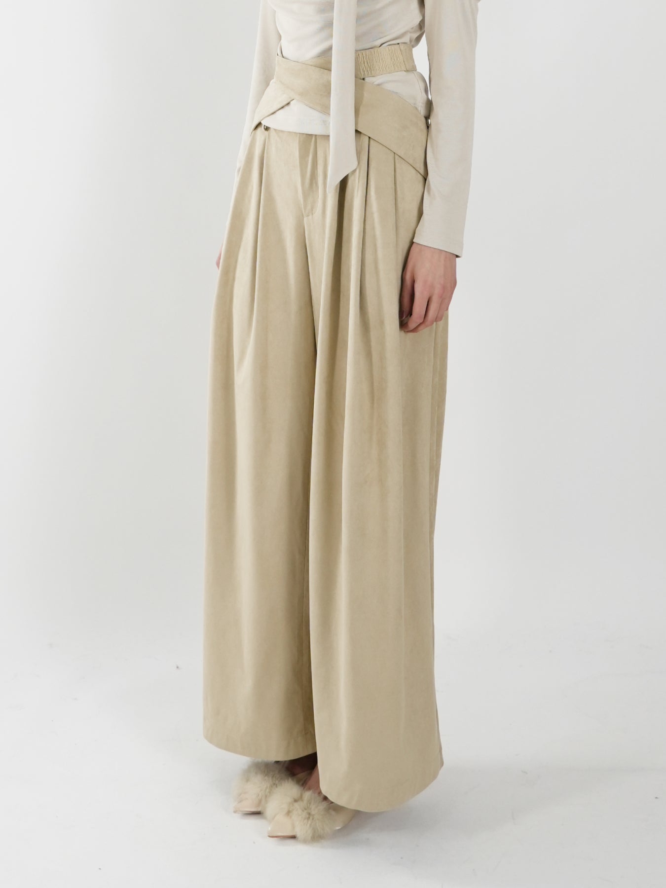 Waist-tie Wide-leg Pants