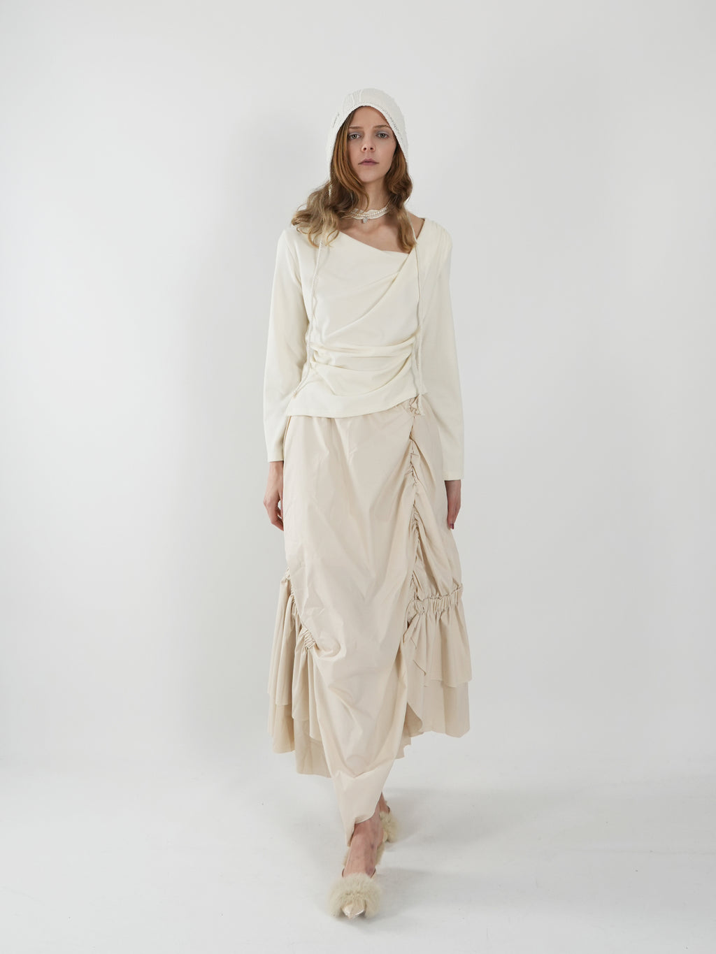 Asymmetric Drawstring Half Skirt