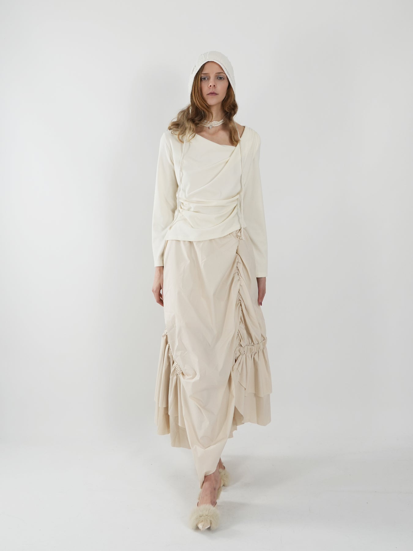 Asymmetric Drawstring Half Skirt